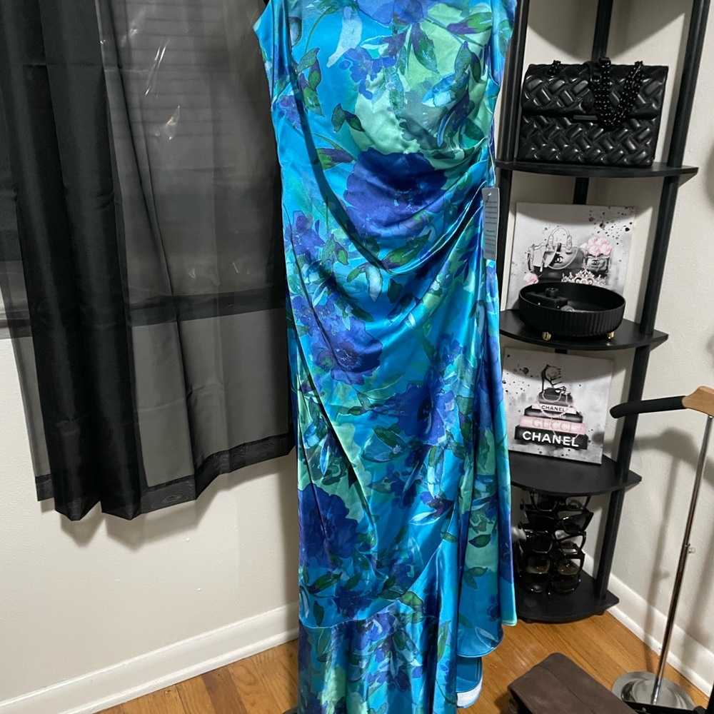 Floral One Shoulder Ruffle Cocktail Dress - Picture 3 of 13